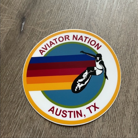 Aviator Nation Austin Texas Circle Sticker - Picture 1 of 1